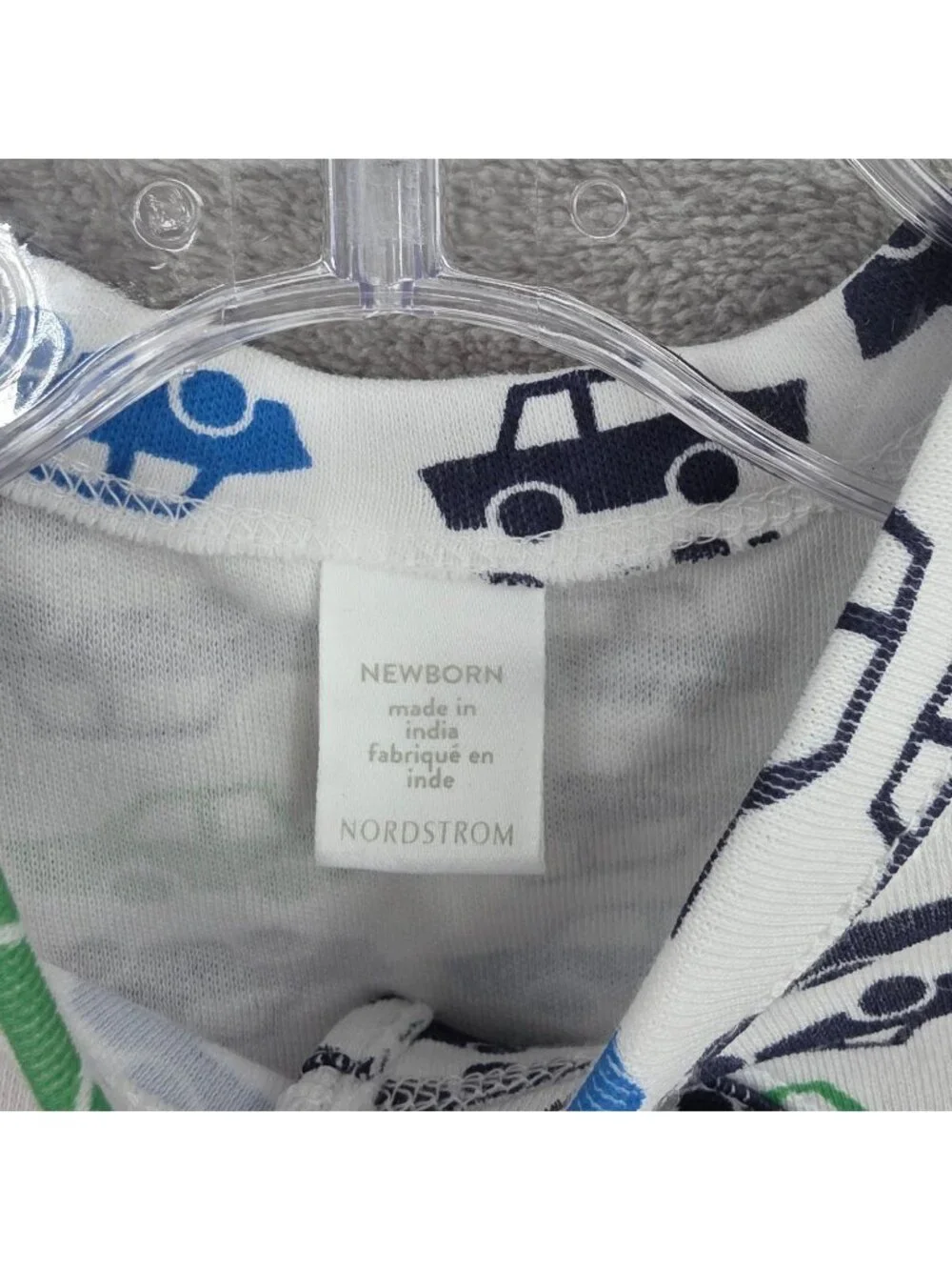 Nordstrom Newborn One Piece Bodysuit Cars Blue Green Snap Close Cotton Baby New